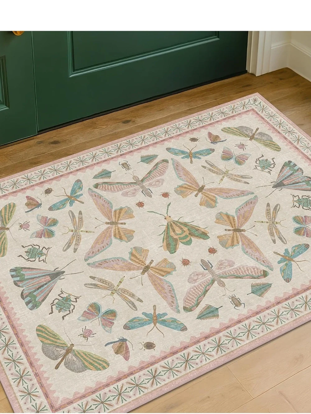 🆕 ANTHRO STYLE 3’ x 2’ Rug Butterfly Moth Apothecary Light Soft Machine Washable